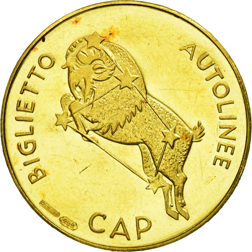 Italy, Medal, Palazzo Pretorio - Biglietto Autolinee Cap, Bino Bini, Gold