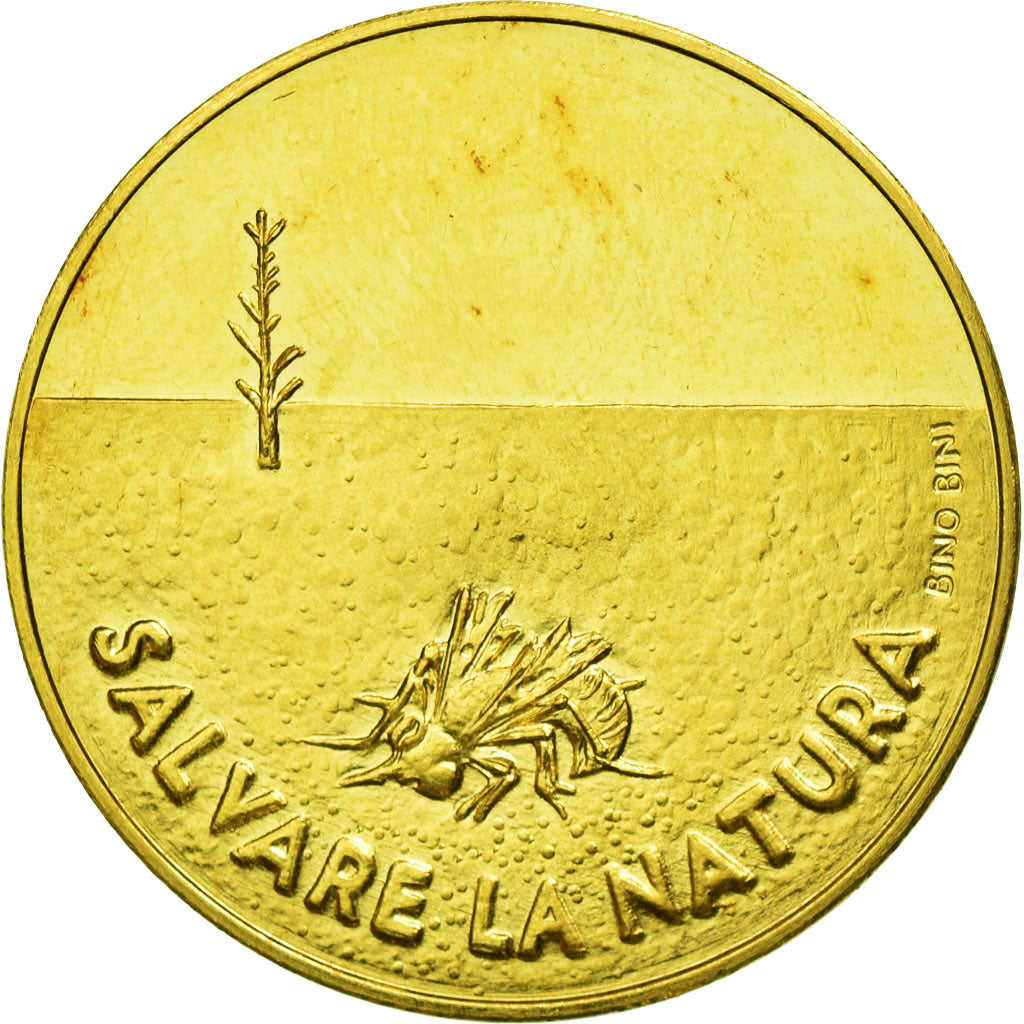 Italie, Médaille, Salvare La Natura - Biglietto Autolinee Cap, Bino Bini, Or