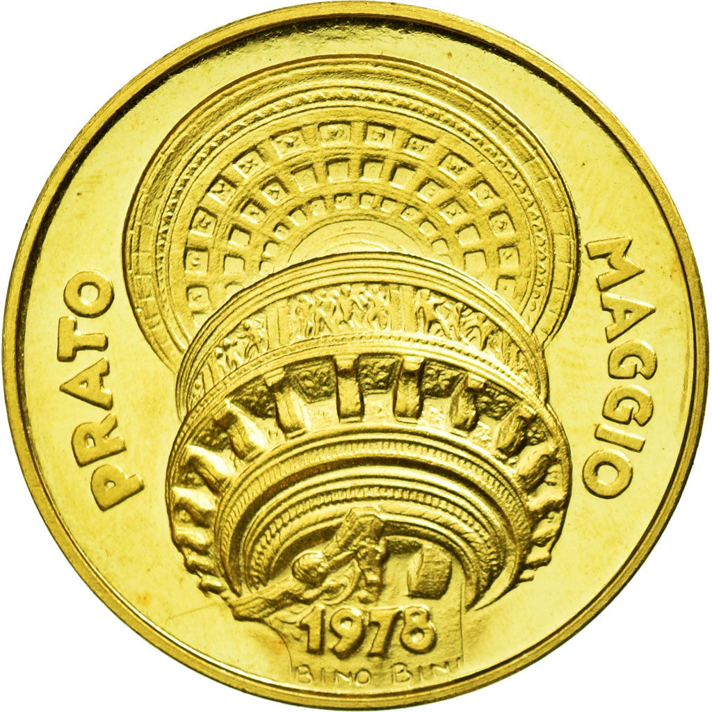 Italy, Medal, Maggio Prato - Biglietto Autolinee Cap, Bino Bini, Gold