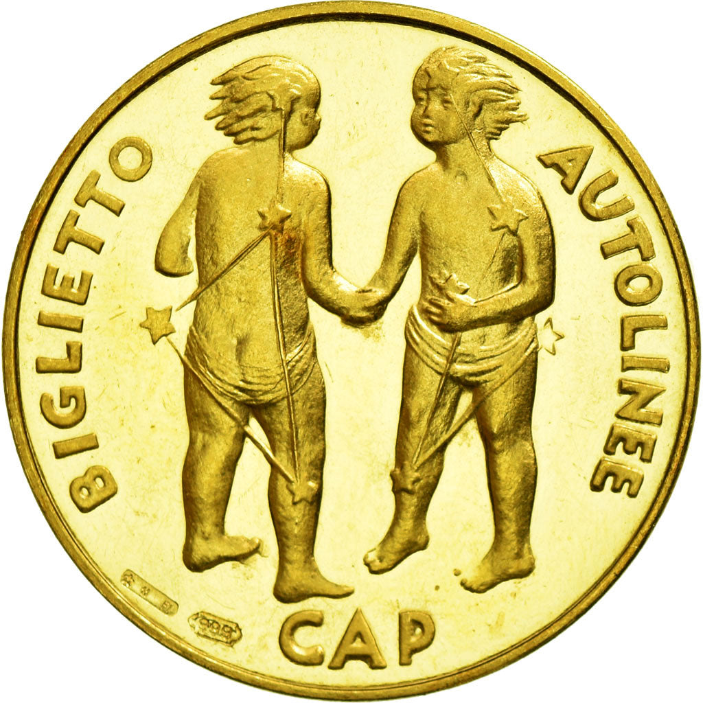 Italy, Medal, Maggio Prato - Biglietto Autolinee Cap, Bino Bini, Gold