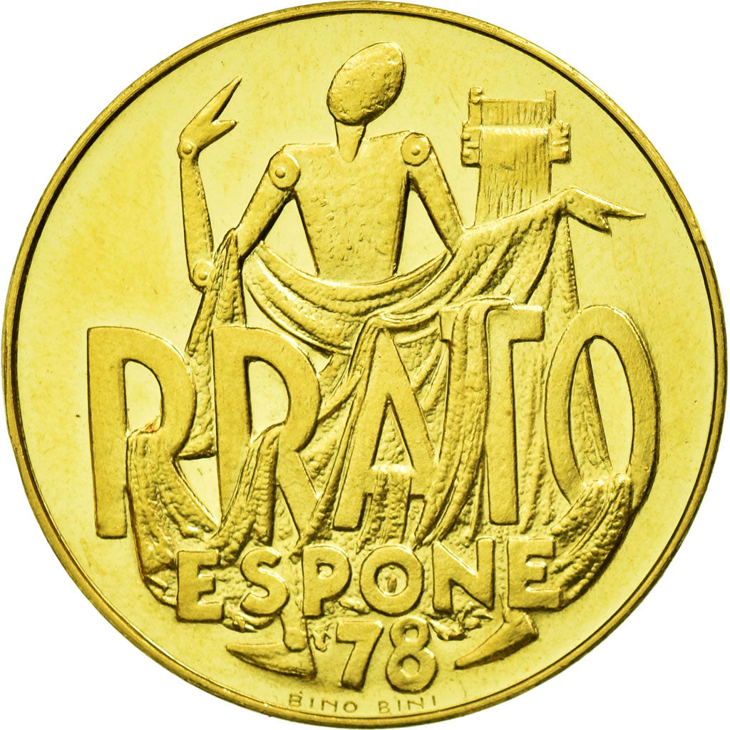Italy, Medal, Prato Espone 78 - Biglietto Autolinee Cap, Bino Bini, Gold