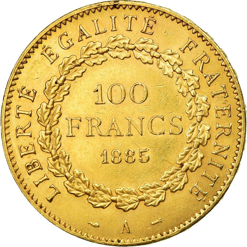 Moneta, Francja, Génie, 100 Francs, 1885, Paris, AU(50-53), Złoto, KM:832