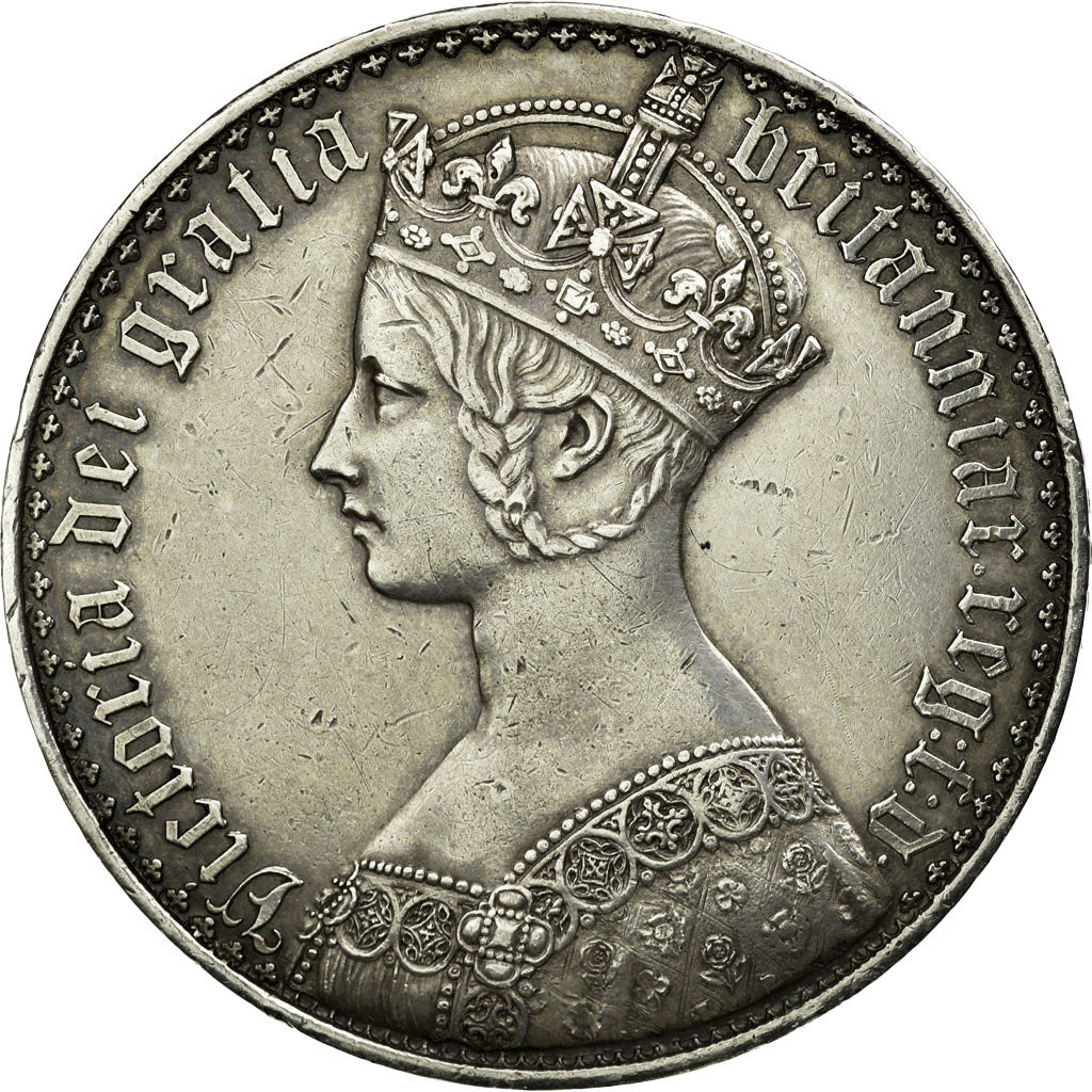 Coin, Great Britain, Victoria, Crown, 1847, AU(50-53), Silver, KM:744