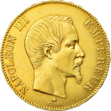 France, Napoleon III, 100 Francs, 1858, Strasbourg, EF(40-45), Gold, KM 786.2