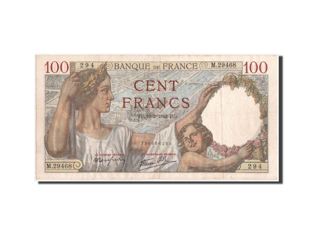 France, 100 Francs, Sully, 19.3.1942, KM:94