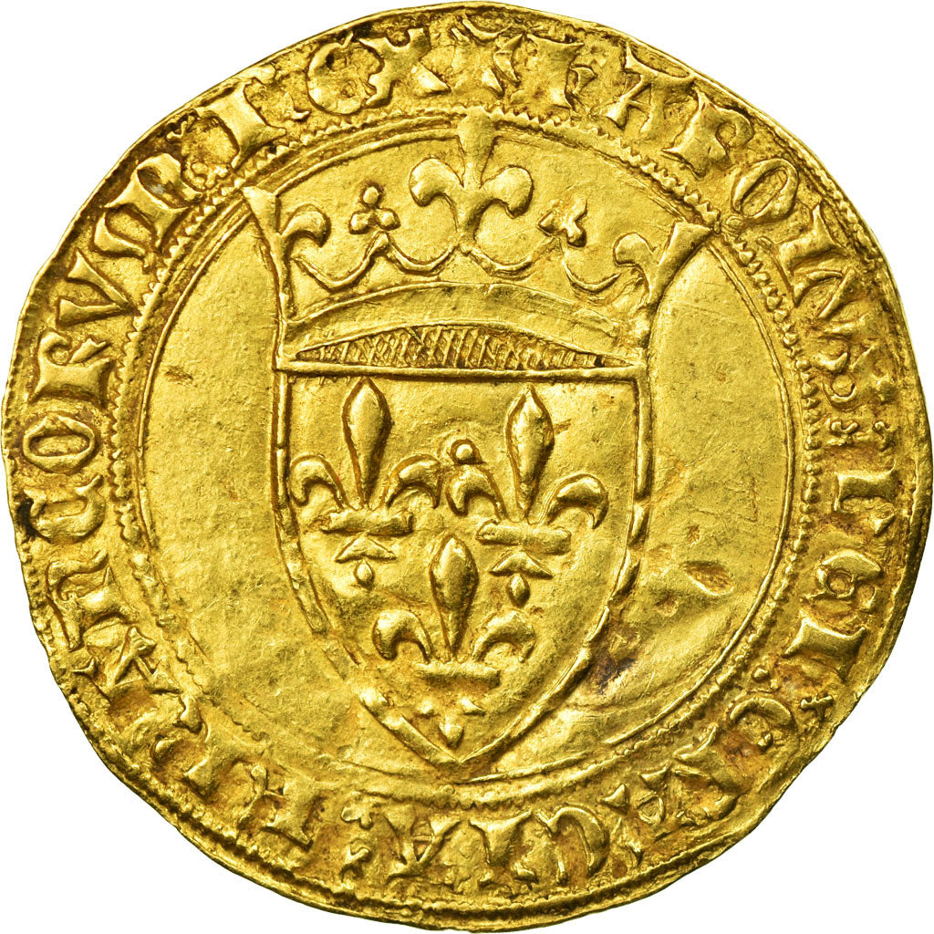 Moneta, Francia, Charles VI, Ecu d'or, Tournai, BB, Oro, Duplessy:369D