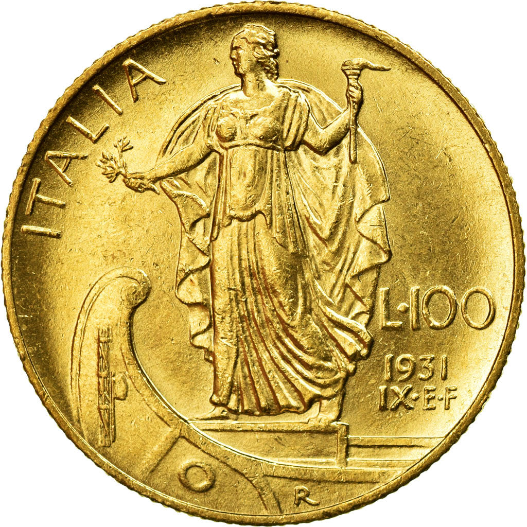 Coin, Italy, Vittorio Emanuele III, 100 Lire, 1931, Rome, MS(63), Gold, KM:72