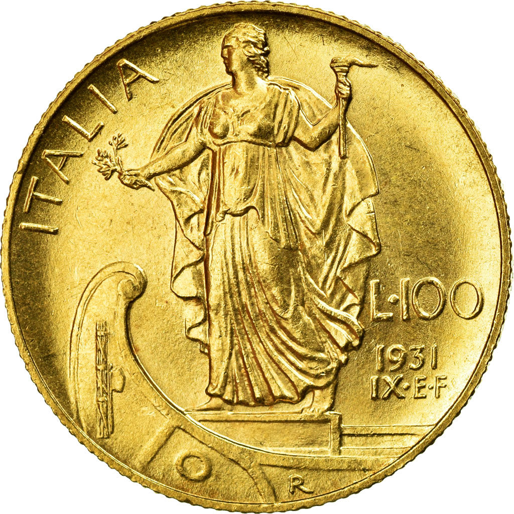 Coin, Italy, Vittorio Emanuele III, 100 Lire, 1931, Rome, MS(63), Gold, KM:72