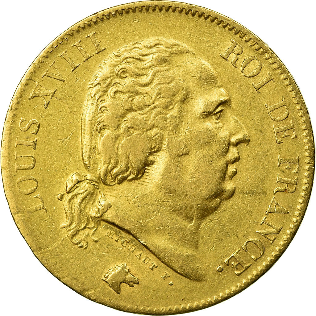 Moneta, Francia, Louis XVIII, 40 Francs, 1818, Lille, BB, Oro, KM 713.6