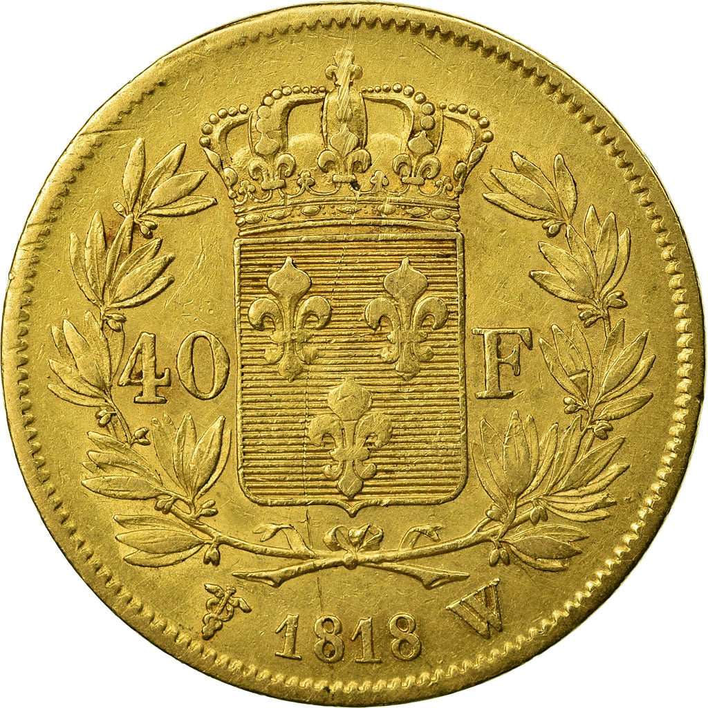 Moneta, Francia, Louis XVIII, 40 Francs, 1818, Lille, BB, Oro, KM 713.6