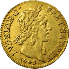 Moneta, Francia, Louis XIII, Louis d'or, Louis d'Or, 1643, Paris, BB, Oro