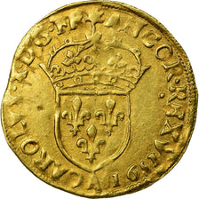 Moeda, França, Charles X, Ecu d'or, 1591, Paris, EF(40-45), Dourado