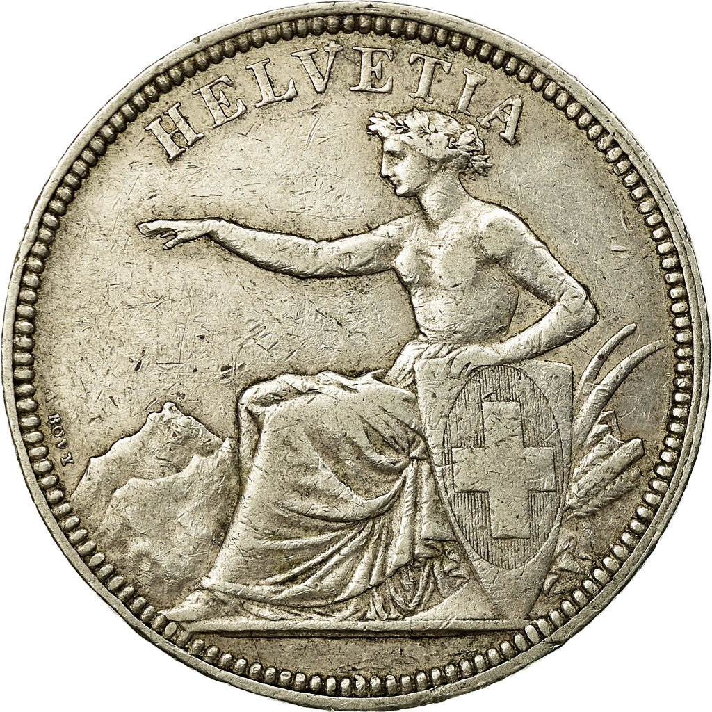 Coin, Switzerland, 5 Francs, 1874, Brussels, EF(40-45), Silver, KM:11