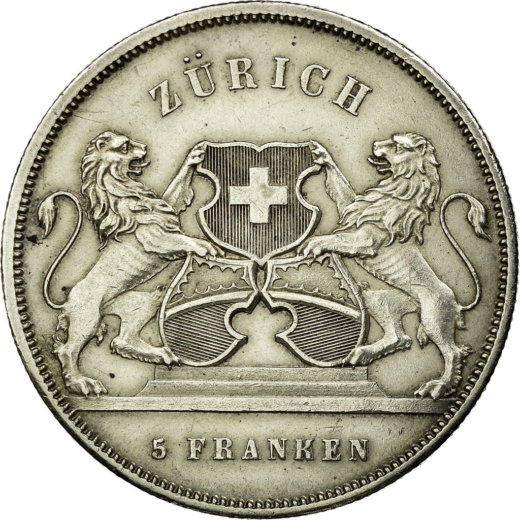 Moneda, Suiza, 5 Francs, 1859, MBC+, Plata, KM:S5