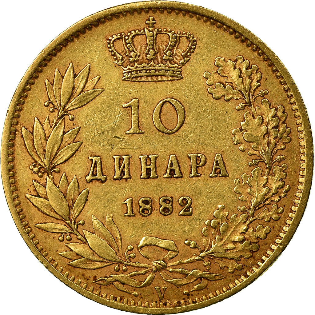 Münze, Serbien, Milan I, 10 Dinara, 1882, SS, Gold, KM:16
