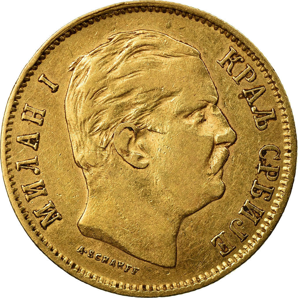 Coin, Serbia, Milan I, 10 Dinara, 1882, EF(40-45), Gold, KM:16