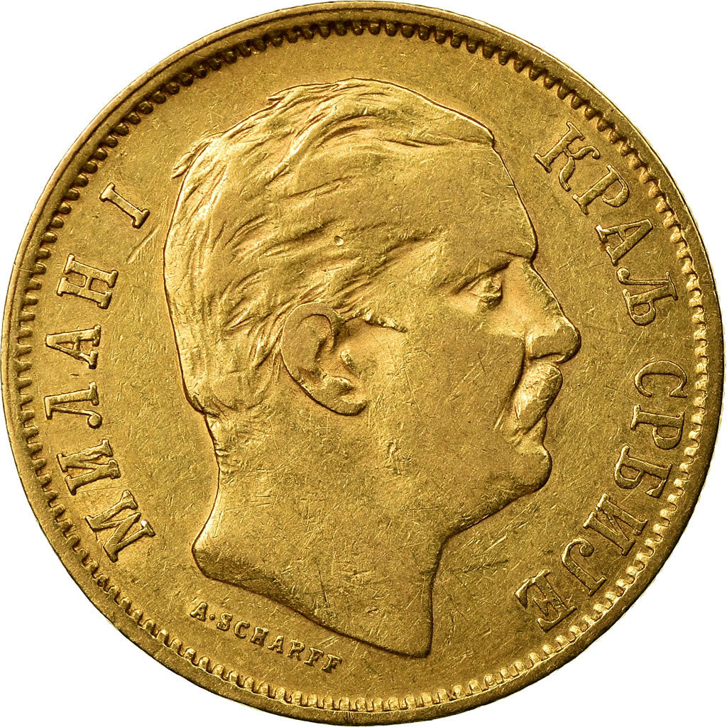Coin, Serbia, Milan I, 10 Dinara, 1882, EF(40-45), Gold, KM:16