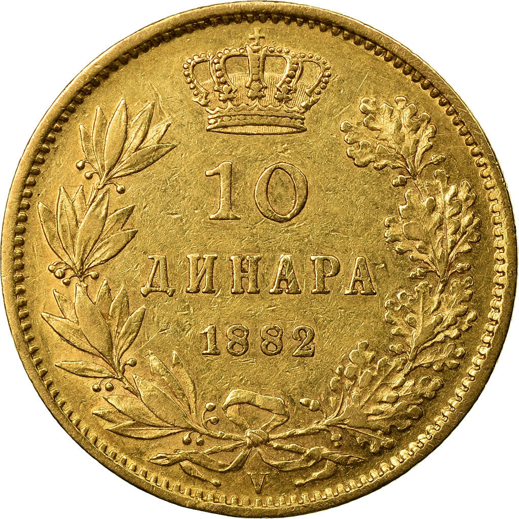 Coin, Serbia, Milan I, 10 Dinara, 1882, EF(40-45), Gold, KM:16