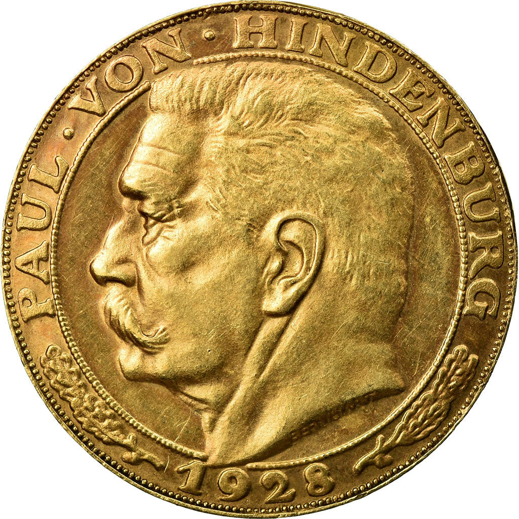 Coin, GERMANY, WEIMAR REPUBLIC, 10 Mark, 1928, MS(63), Gold, KM:M5