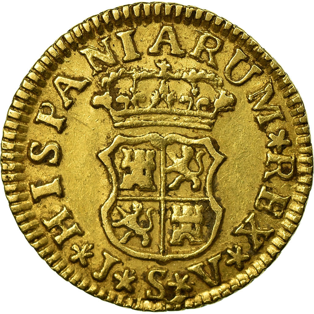 Coin, Spain, Ferdinand VI, 1/2 Escudo, 1758, Segovia, EF(40-45), Gold, KM:374