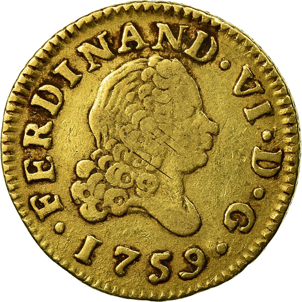 Coin, Spain, Charles III, 1/2 Escudo, 1759, Madrid, EF(40-45), Gold, KM:389.1