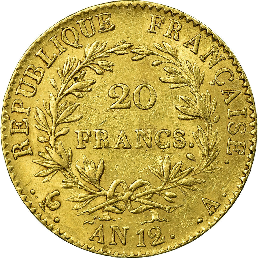 Moeda, França, Napoléon I, 20 Francs, An 12 (1804), Paris, AU(50-53), Dourado