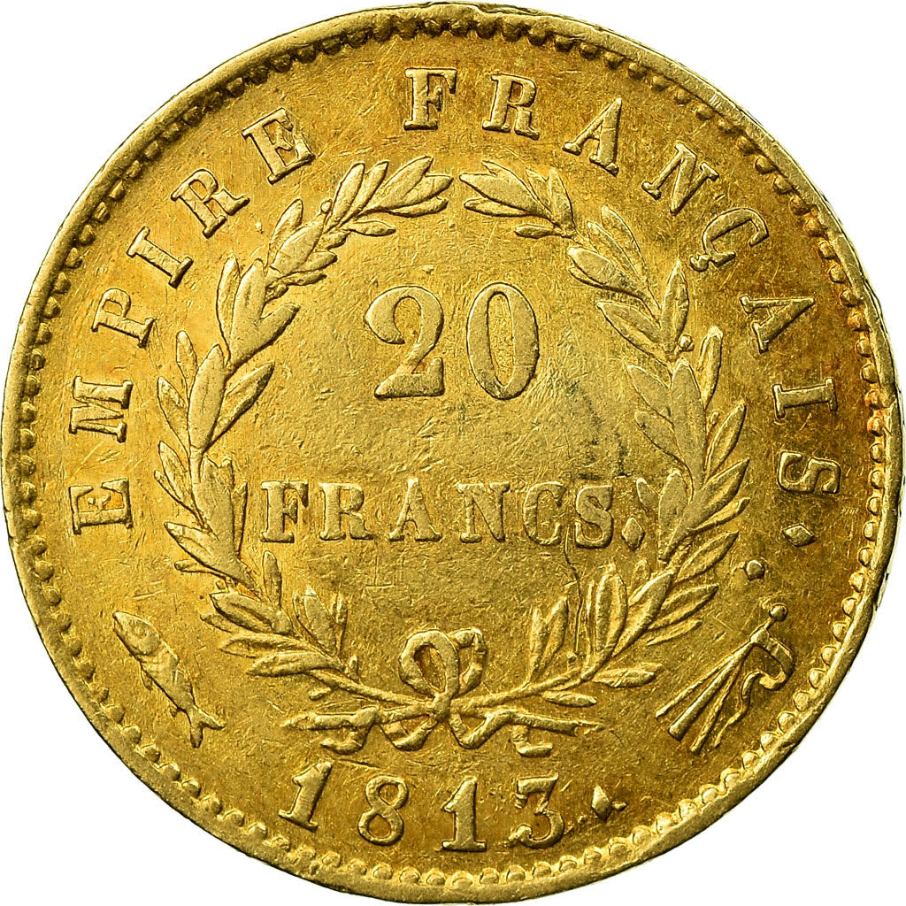 Coin, France, Napoléon I, 20 Francs, 1813, Utrecht, AU(50-53), Gold, KM:695.11