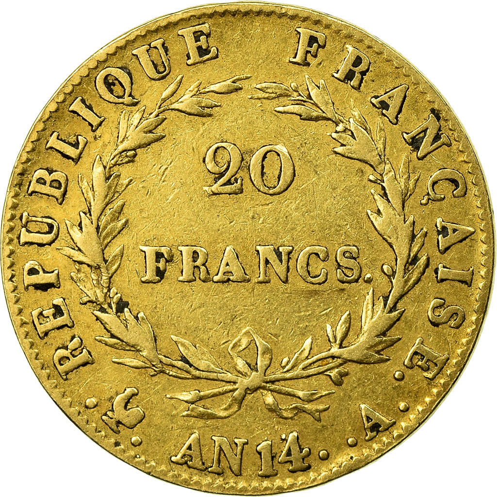Coin, France, Napoléon I, 20 Francs, AN 14, Paris, VF(30-35), Gold, KM:663.1