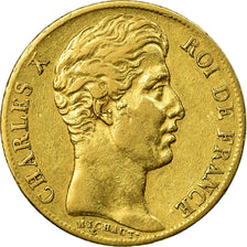 Moeda, França, Charles X, 20 Francs, 1825, Lille, VF(30-35), Dourado, KM:726.4