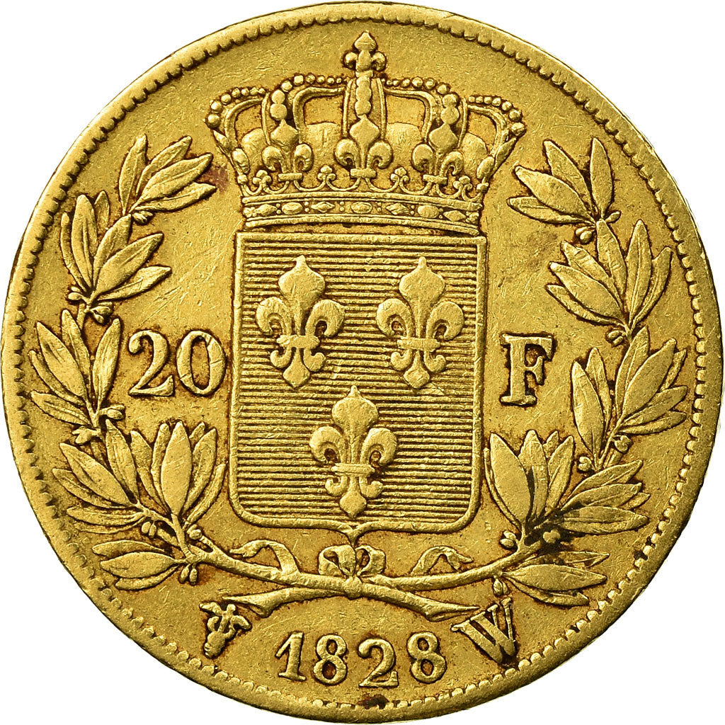 Moeda, França, Charles X, 20 Francs, 1828, Lille, EF(40-45), Dourado, KM:726.4