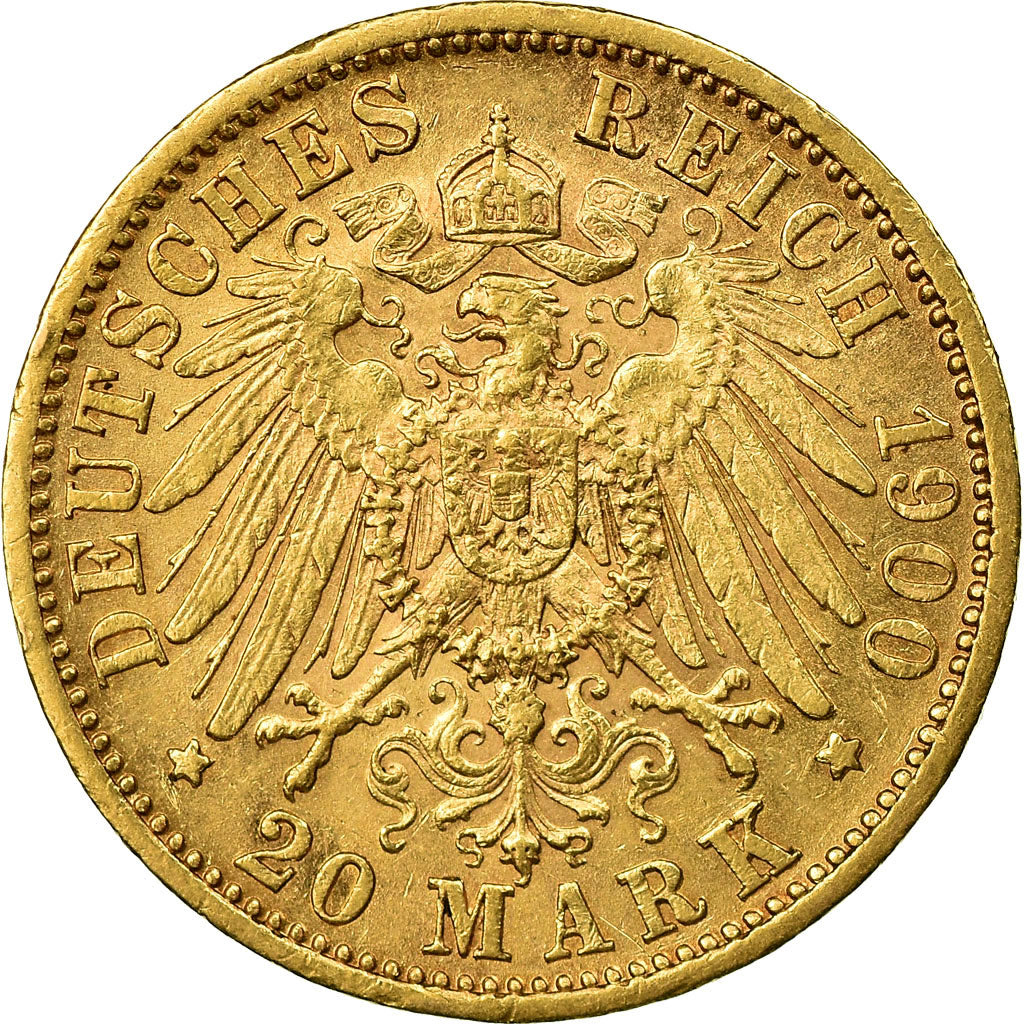 Moneda, Estados alemanes, WURTTEMBERG, Wilhelm II, 20 Mark, 1900, Freudenstadt