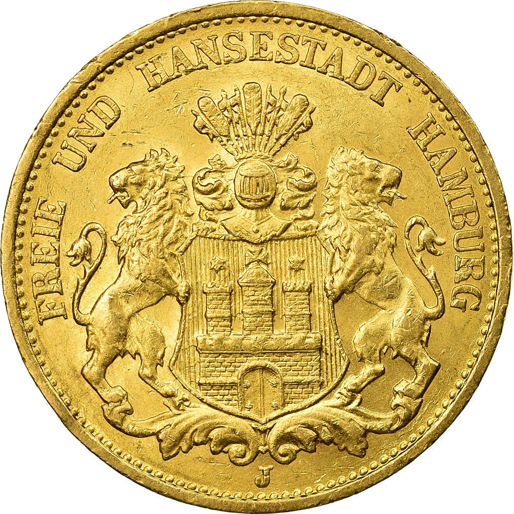 Moneta, Stati tedeschi, HAMBURG, 20 Mark, 1897, Hamburg, SPL, Oro, KM:618