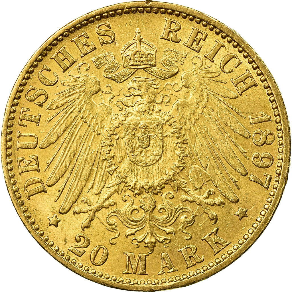 Moneta, Stati tedeschi, HAMBURG, 20 Mark, 1897, Hamburg, SPL, Oro, KM:618
