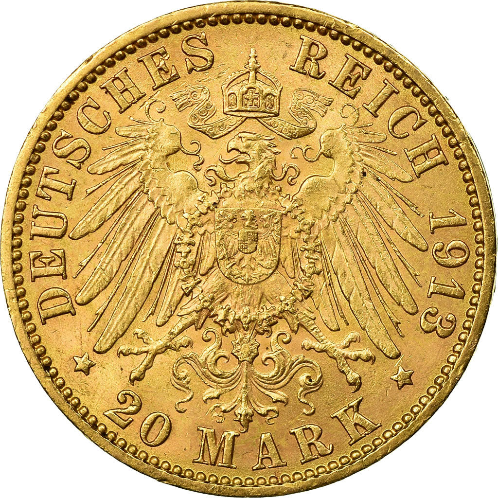 Moneta, Stati tedeschi, HAMBURG, 20 Mark, 1913, Hamburg, SPL, Oro, KM:618