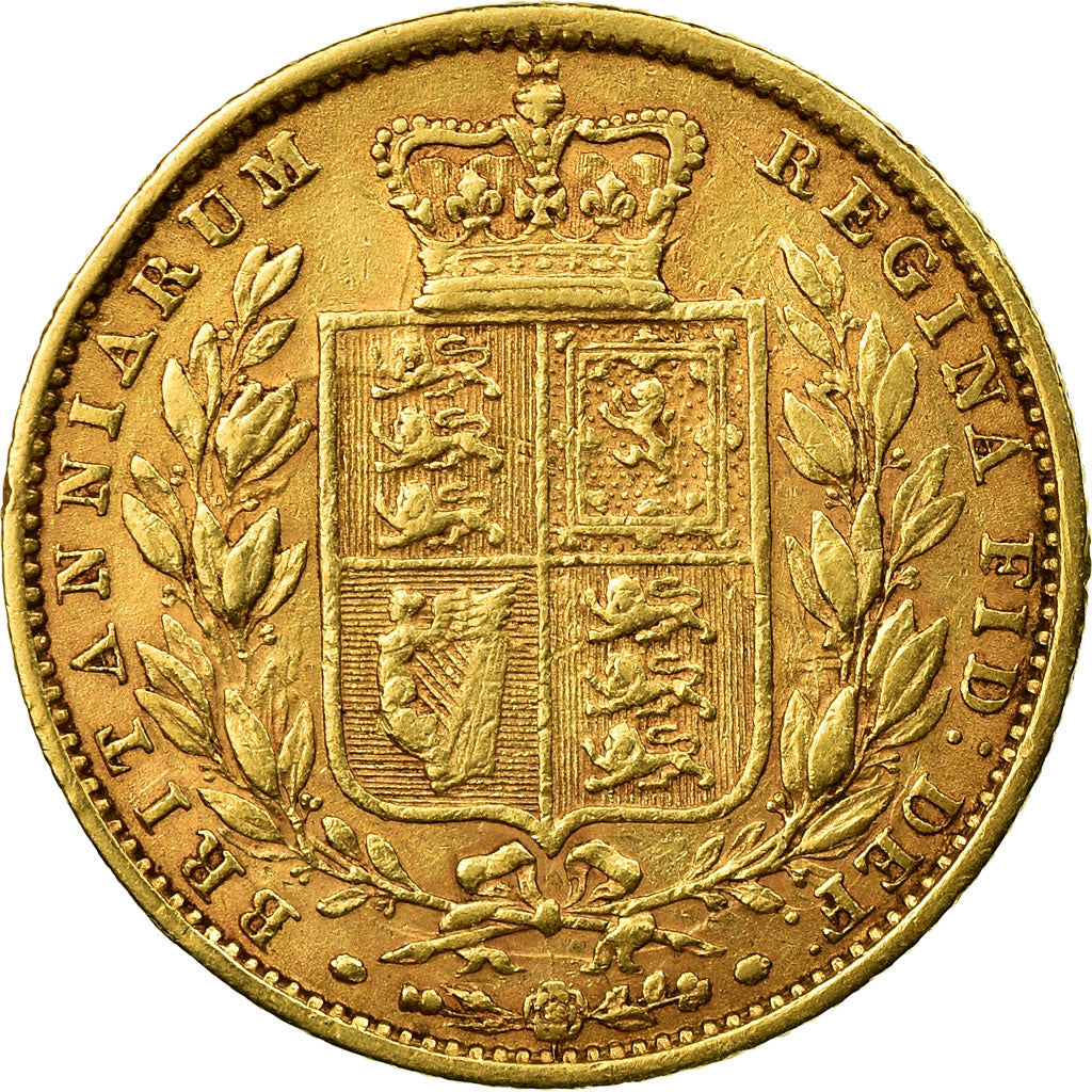 Monnaie, Grande-Bretagne, Victoria, Sovereign, 1855, Londres, TB+, Or, KM:736.1