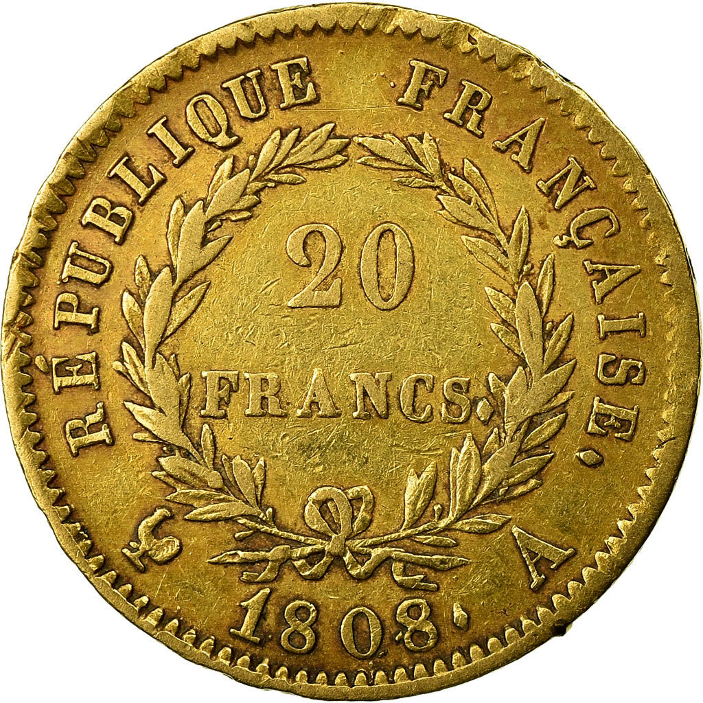 France, Napoléon I, 20 Francs, 1808, Paris, EF(40-45), Gold, KM:687.1