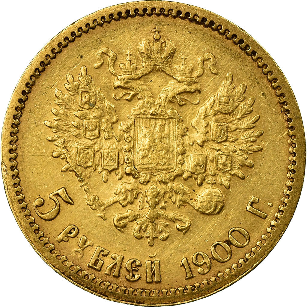 Russland, Nicholas II, 5 Roubles, 1900, St. Petersburg, SS, Gold, KM:62