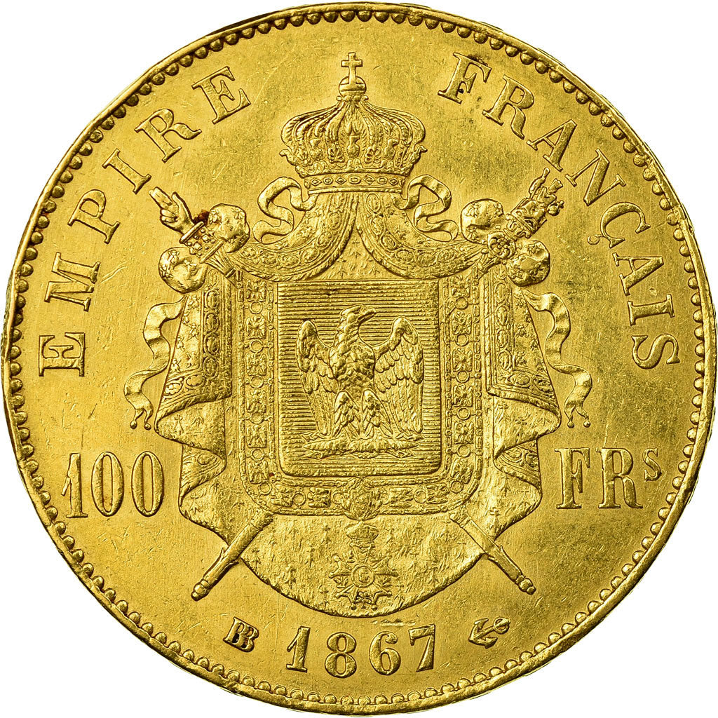 Coin, France, Napoleon III, Napoléon III, 100 Francs, 1867, Strasbourg