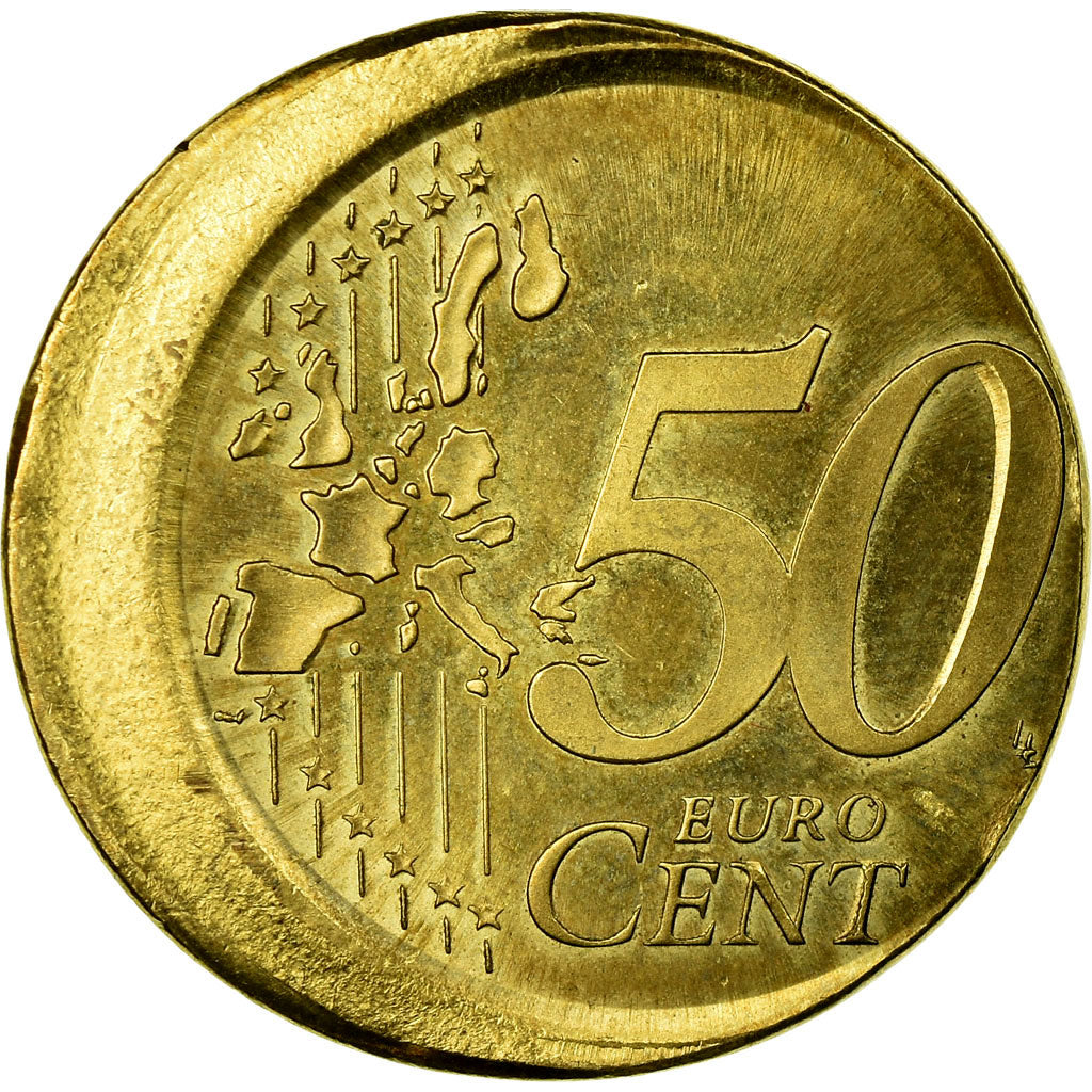 Spain, 50 Euro Cent, 2000, Fautée - Frappe décentrée, MS(63), Aluminum-Bronze