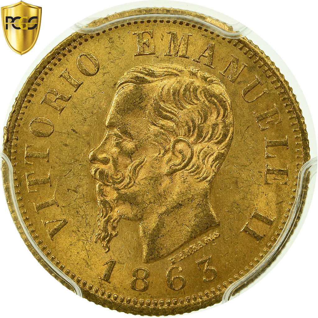 Monnaie, Italie, Vittorio Emanuele II, 10 Lire, 1863, Torino, PCGS, MS63+, Or