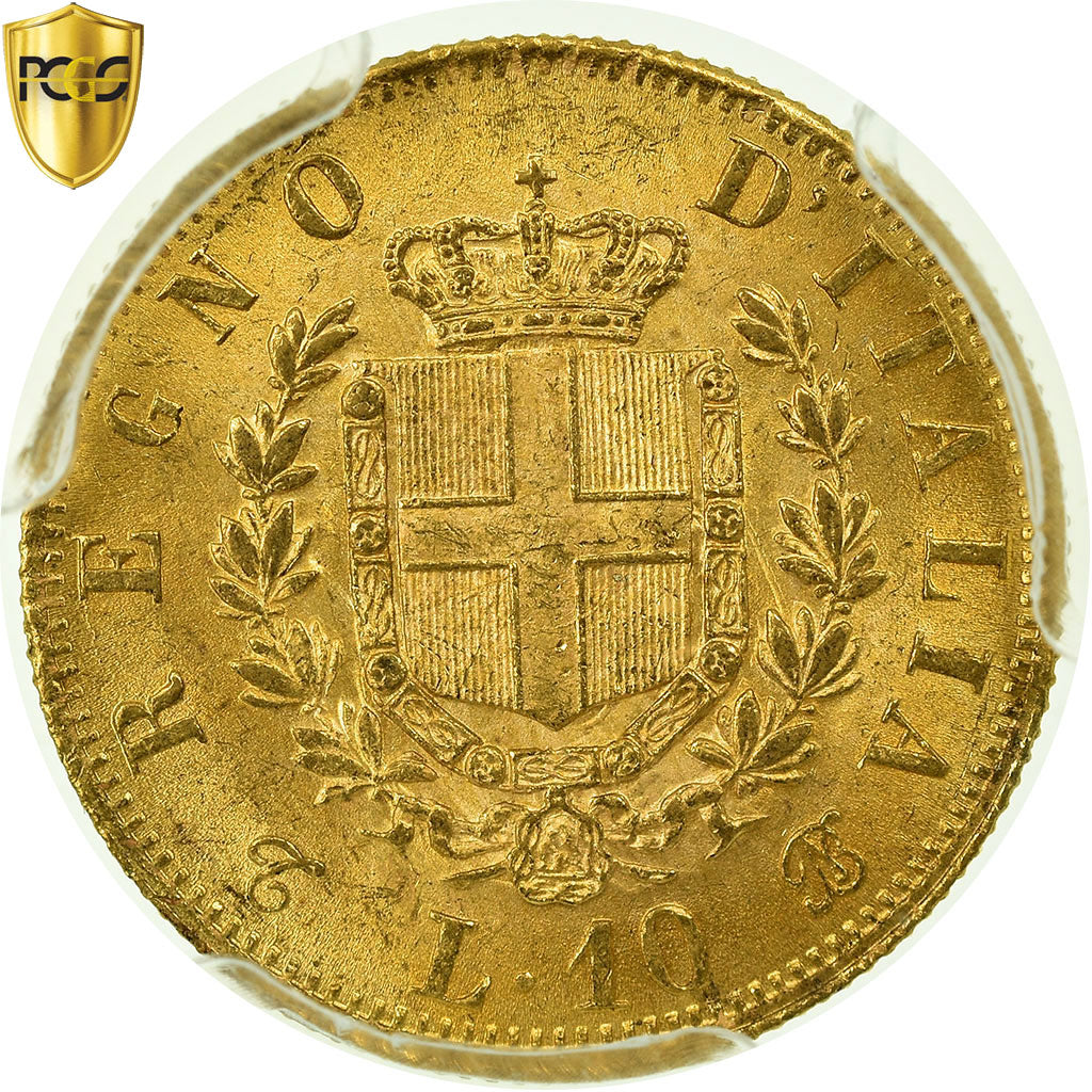Münze, Italien, Vittorio Emanuele II, 10 Lire, 1863, Torino, PCGS, MS63+, Gold