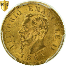 Moneta, Włochy, Vittorio Emanuele II, 10 Lire, 1863, Torino, PCGS, MS64