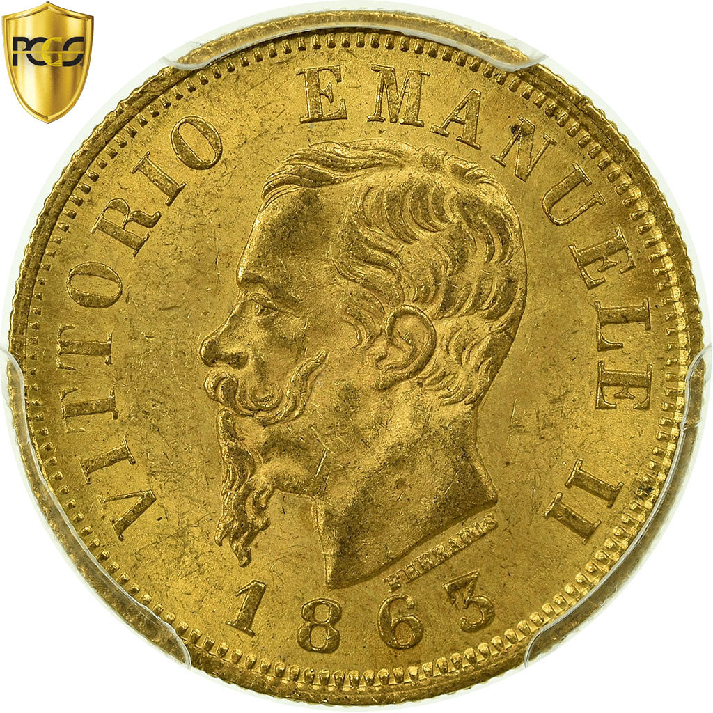 Monnaie, Italie, Vittorio Emanuele II, 10 Lire, 1863, Torino, PCGS, MS64, Or