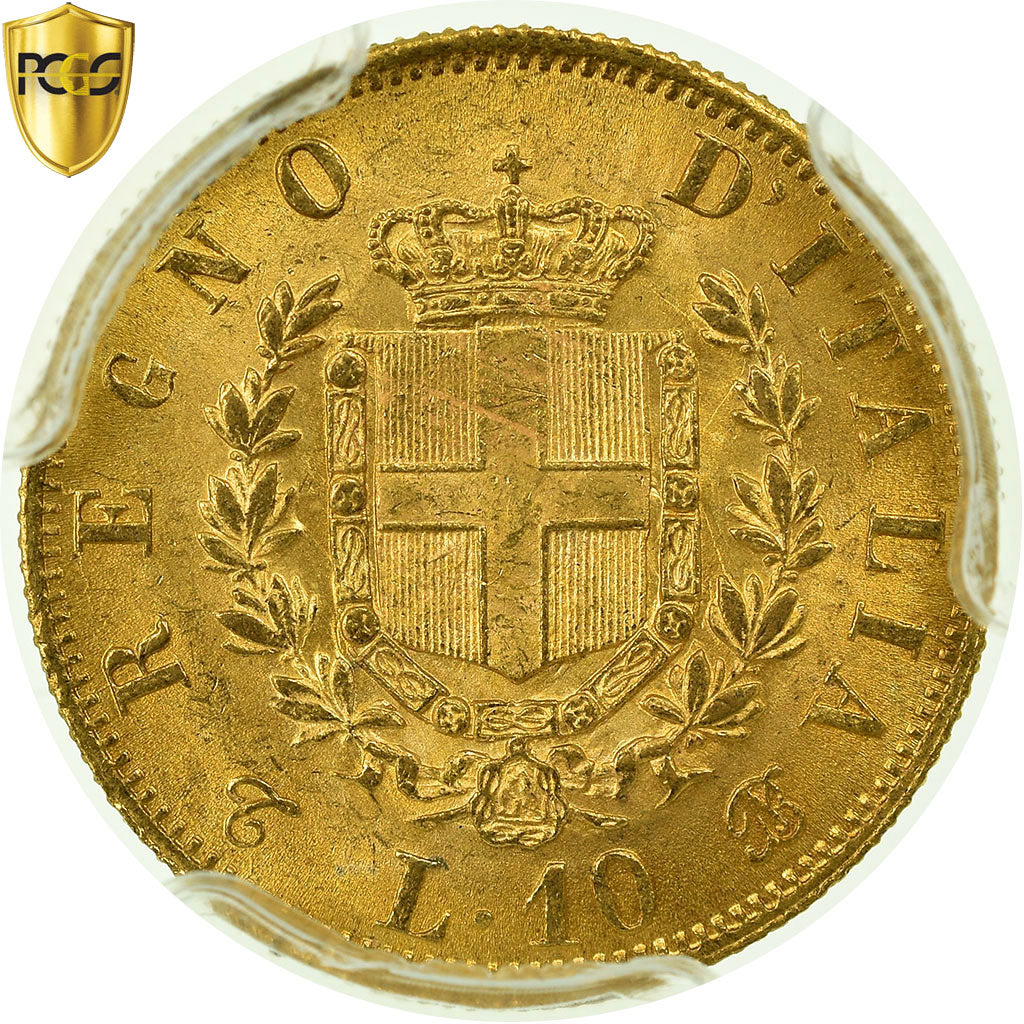 Monnaie, Italie, Vittorio Emanuele II, 10 Lire, 1863, Torino, PCGS, MS64, Or