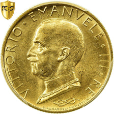 Moneta, Italia, Vittorio Emanuele III, 100 Lire, 1931, Rome, PCGS, MS63, Oro