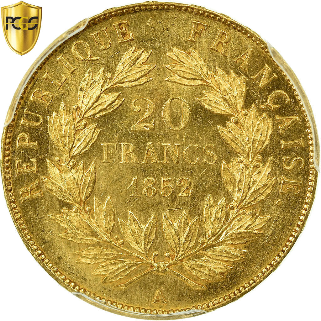 Coin, France, Napoleon III, Napoléon III, 20 Francs, 1852, Paris, PCGS, MS63