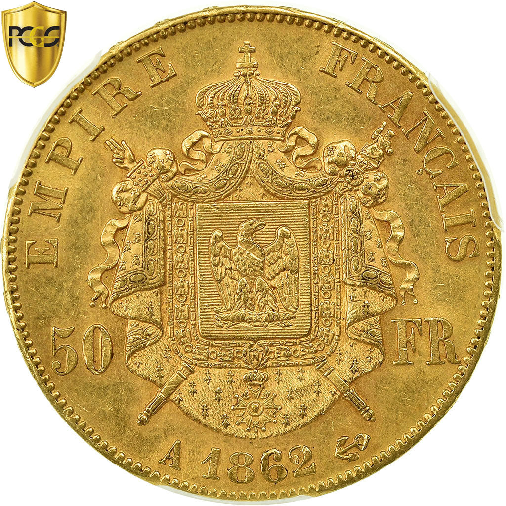 Coin, France, Napoleon III, Napoléon III, 50 Francs, 1862, Paris, PCGS, MS61