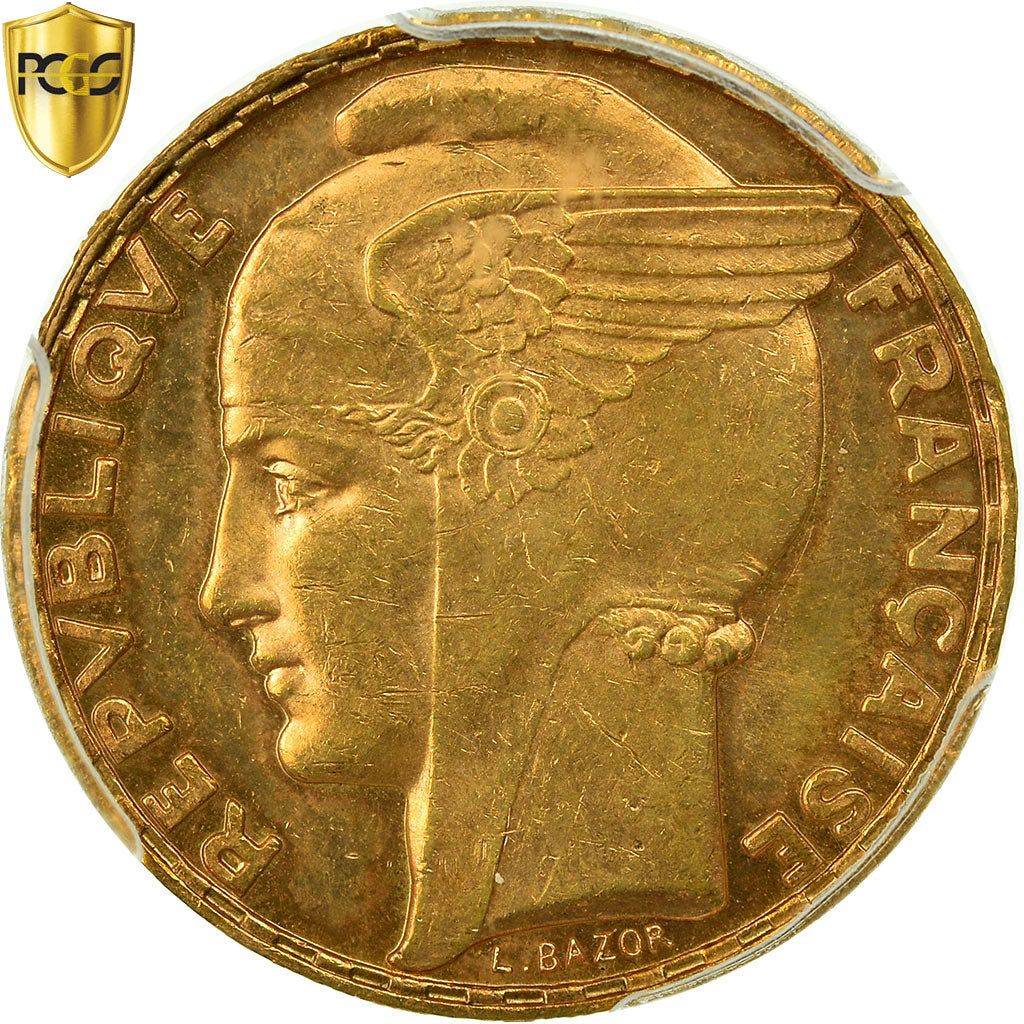 Coin, France, Bazor, 100 Francs, 1935, Paris, PCGS, MS62, Gold, KM:880, graded