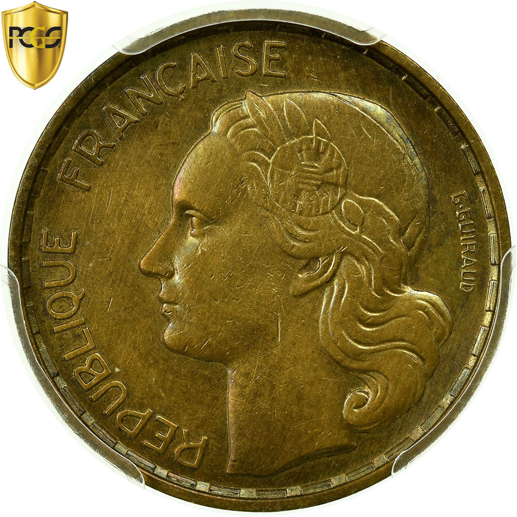 Munten, Frankrijk, Guiraud, 20 Francs, 1954, Beaumont - Le Roger, PCGS, AU