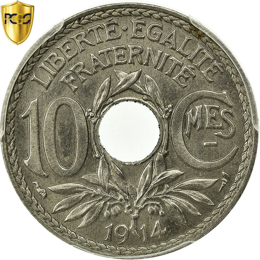 Monnaie, France, Lindauer, 10 Centimes, 1914, Paris, PCGS, MS66, Nickel